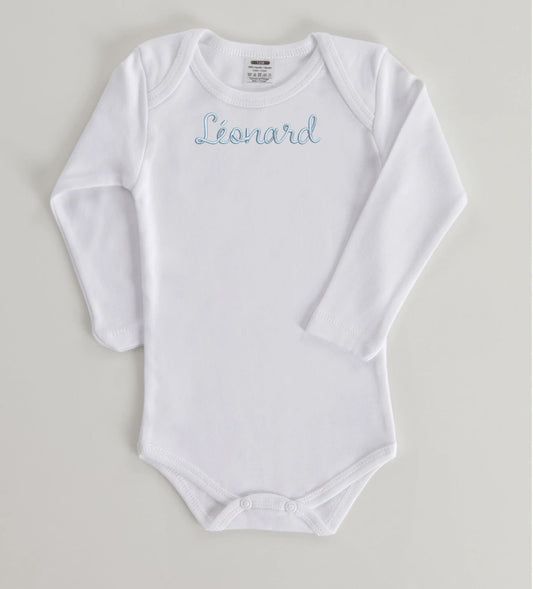 Personalized Long Sleeve Cotton Plain Bodysuit