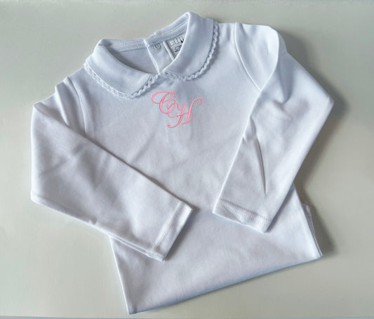 Personalized Long Sleeve Open Collar Bodysuit