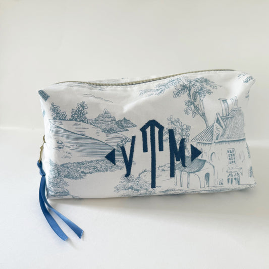 Personalized extra large cosmetic pouch