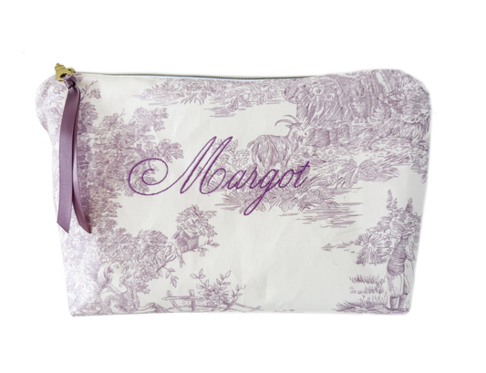 Personalized Toile de Jouy Cosmetic pouch