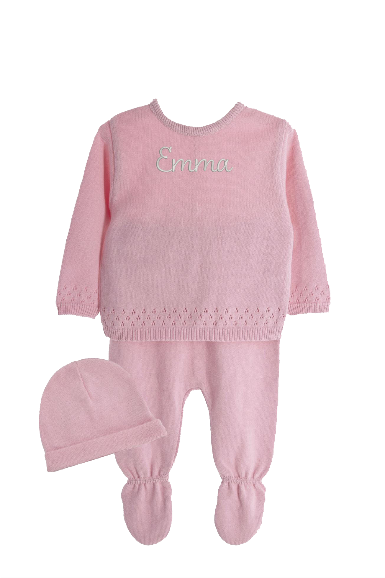 Ensemble personnalisé 3 pièces en tricot de coton délicat