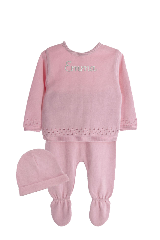 Personalized 3-Piece Delicate Cotton Knit Set