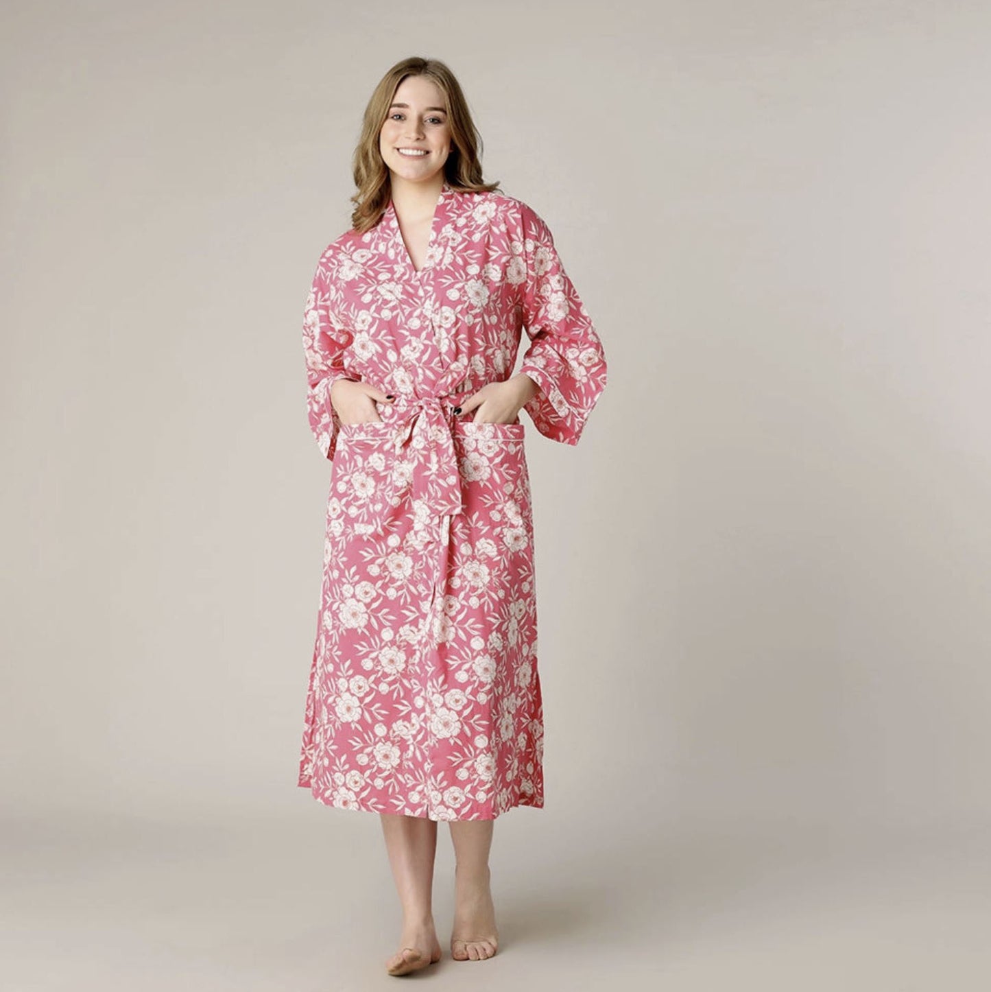Cotton block print robe