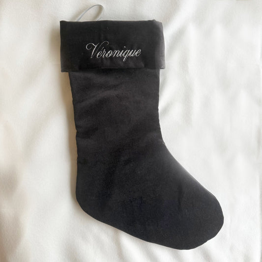 Classic dark grey velvet personalized stocking