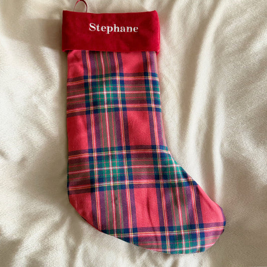 Classic plaid & velvet stocking