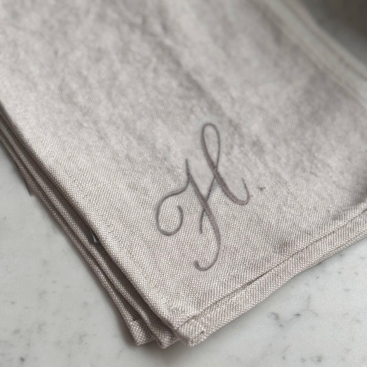 Beige linen tea towl