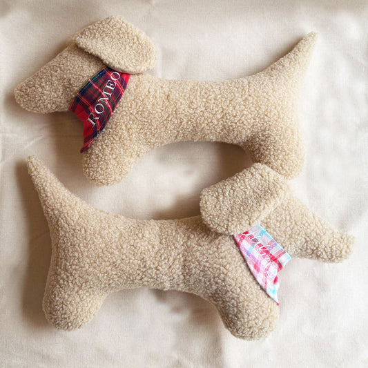 Dachshund Dog Plush Throw Pillow with personalized bandana