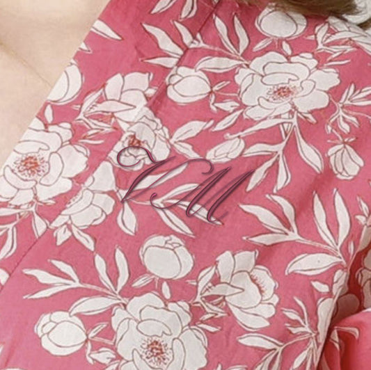 Cotton block print robe